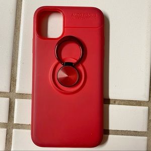 iPhone 11 Slim Red Case with non-slip ring
